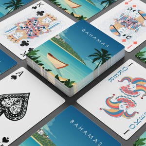 Baralho de cartas inspirado em viagens nas Bahamas - Presente de viagem ou lembrança perfeito - Aventura nas Bahamas, desejo de viajar - Noite de jogos, pôquer