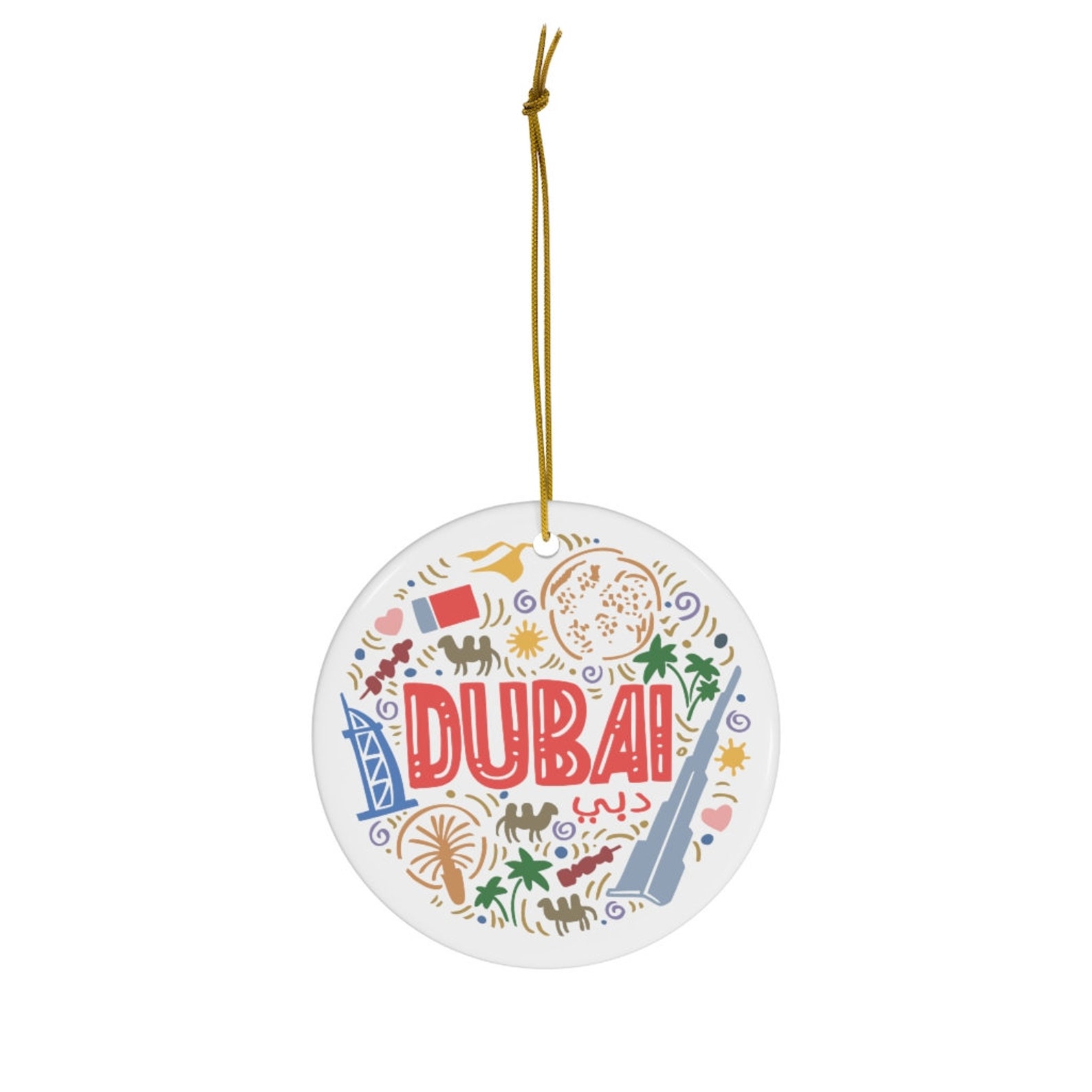 Dubai Christmas Ornament Ceramic UAE Travel Themed Print Etsy