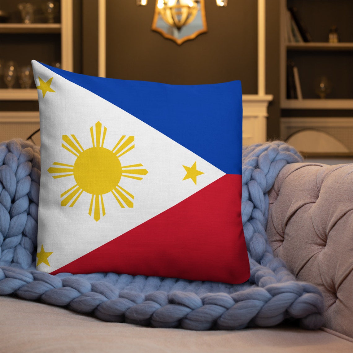 Philippines Accent Throw Pillow Filipino Flag Inspired World Etsy