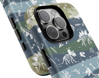 Funda para teléfono con diseño de fósil de dinosaurio: carcasa protectora de doble capa.
