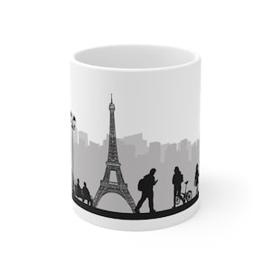 Paris Coffee Mug 11oz City Skyline Landmarks Parisian French France World Travel Themed Gift Ceramic Mugs White Glossy Orca Coating