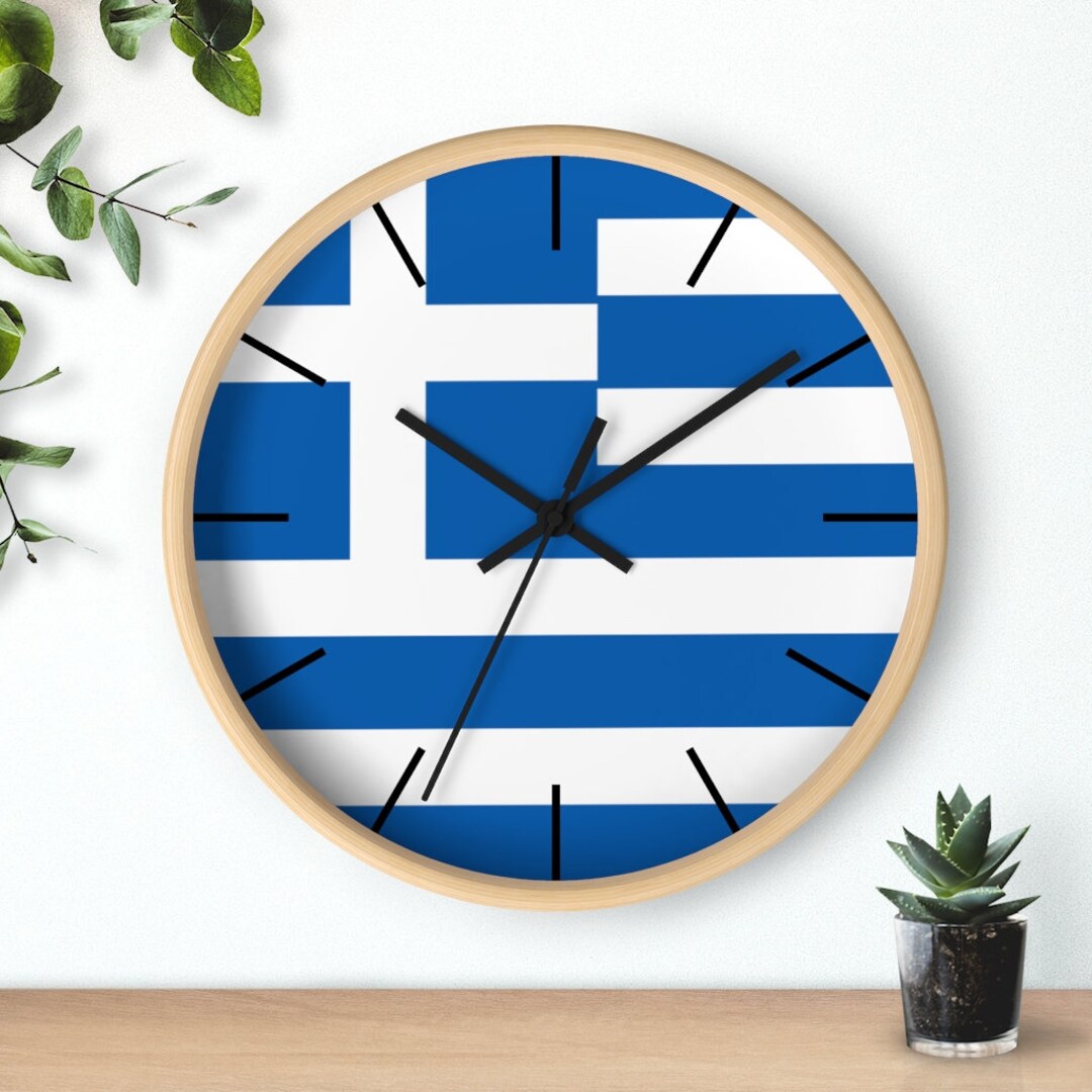 Greek Flag Wall Clock: 10
