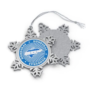 Honduras Christmas Ornament - Snowflake Shape - Honduran Flag Country Outline - Gift for World Traveler, International Travel Lover