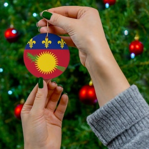 Guadeloupe Flag Christmas Ornament: Caribbean Travel Souvenir