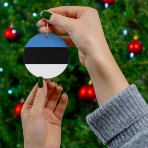 Estonia Christmas Ornament Ceramic Estonian Flag Inspired Porcelain Gift Holiday Decoration World Heritage Travel Themed