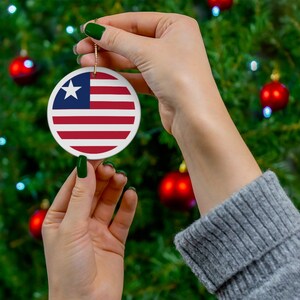 Liberia Ceramic Christmas Ornament Liberian Flag Inspired Porcelain Gift Holiday Decoration Africa World Heritage Travel Themed