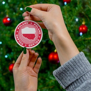 Polen Keramik Weihnachten Ornament Vintage Stil Druck Polnische Flagge Karte Porzellan Geschenk Urlaub Dekoration Welterbe Reise Themen Geschenk
