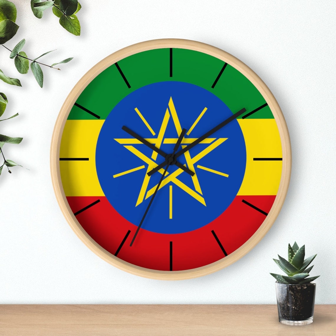 Ethiopia Ethiopian Flag Inspired 10 Wall Clock World Etsy