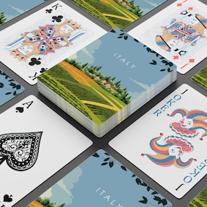 Baralho de cartas inspirado em viagens pela Itália - Presente de viagem ou lembrança perfeito - Aventura italiana, desejo de viajar - Noite de jogos, pôquer