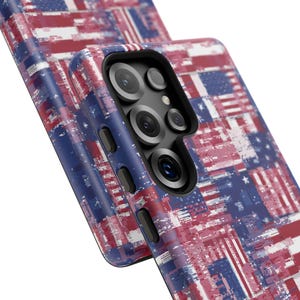 Funda para teléfono con diseño desgastado de patchwork y bandera estadounidense / Fundas resistentes