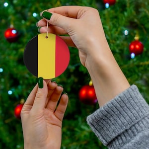 Belgium Ceramic Ornament - Christmas Decor, Holiday Decorations, Belgian Flag Print, Europe, Brussels, World Travel, Gift, Souvenir