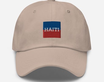 Haiti Embroidered Dad Hat Chino Cotton Twill Low Profile Adjustable Strap Curved Visor Haitian Flag Inspired Square Adult Unisex Cap