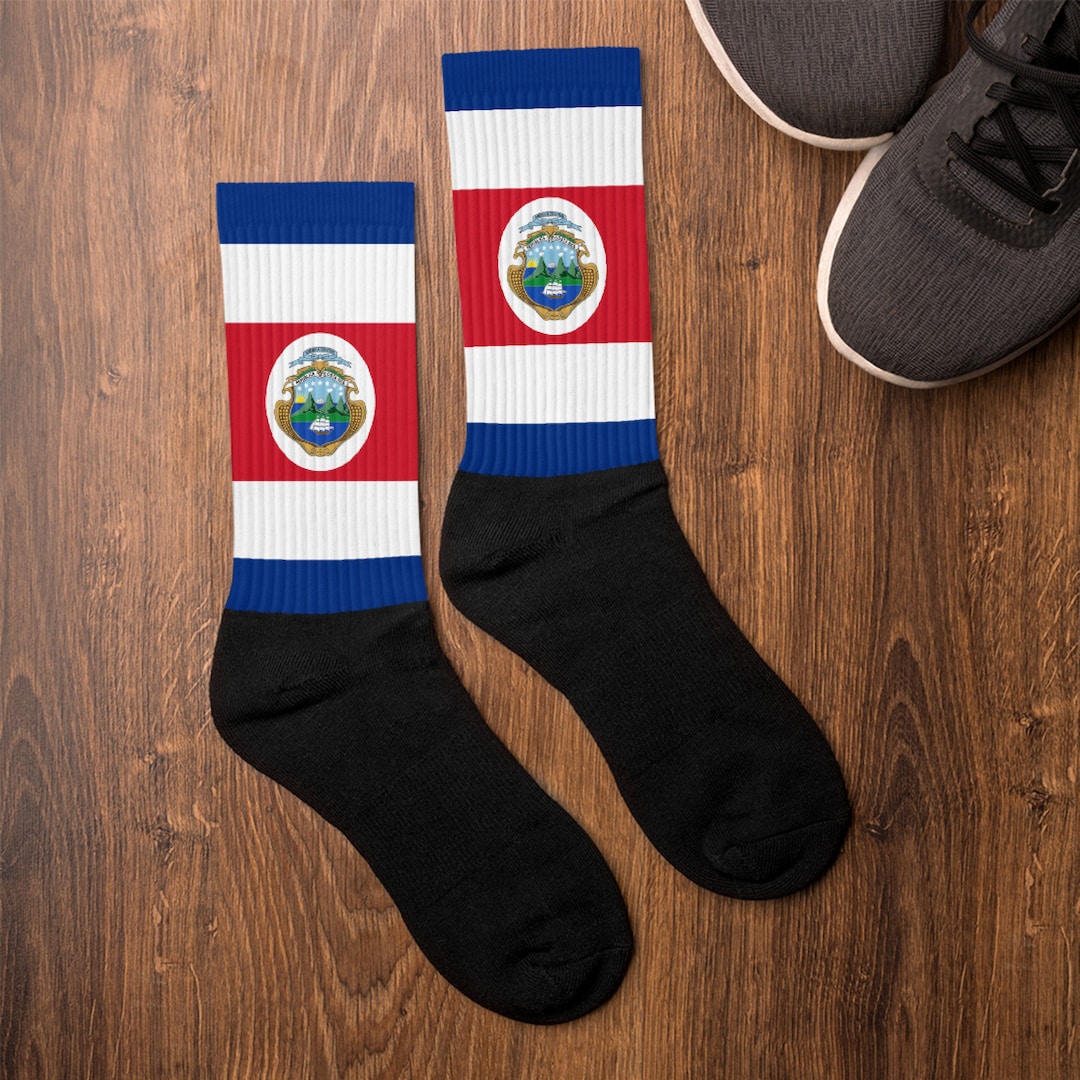 Costa Rica Socks Costa Rican Flag Inspired Sublimation Print, Adult Unisex, Crew Length
