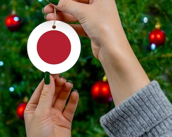 日本製陶器製クリスマスオーナメント - 国旗、ワンダーラストギフト、ホリデーデコレーション、世界旅行、日本人、旅行者、お土産