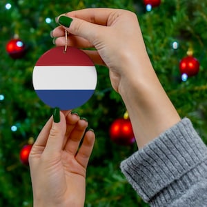 Netherlands Ceramic Ornament - Christmas Decor, Holiday Decoration, Dutch Flag, Europe, Amsterdam, Holland, World Travel, Gift, Souvenir