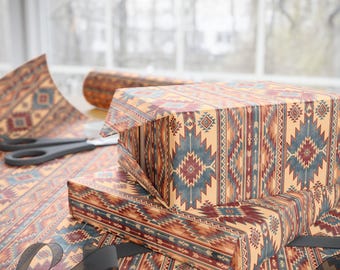 Rustic Aztec Print Wrapping Paper: Western Style Gift Wrap