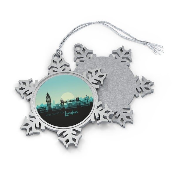 London Christmas Ornament, Snowflake - City Landmarks, Skyline, England, Big Ben, United Kingdom, UK - Gift, World Traveler, International