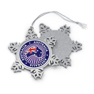 Australia Christmas Ornament - Snowflake Shape - Australian Flag Country Outline - Gift for International World Traveler, Travel Lover