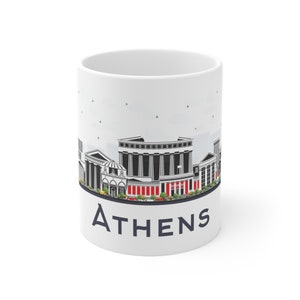 Athens Greece Coffee Mug - Greek City Skyline, Modern Buildings & Landmarks, Architecture, Travel, Europe, Gift, Souvenir, 11 oz Ceramic