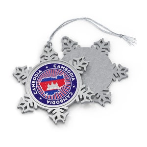 Cambodia Christmas Ornament - Snowflake Shape - Cambodian Flag Country Outline - Gift for World Traveler, International Travel, Asia