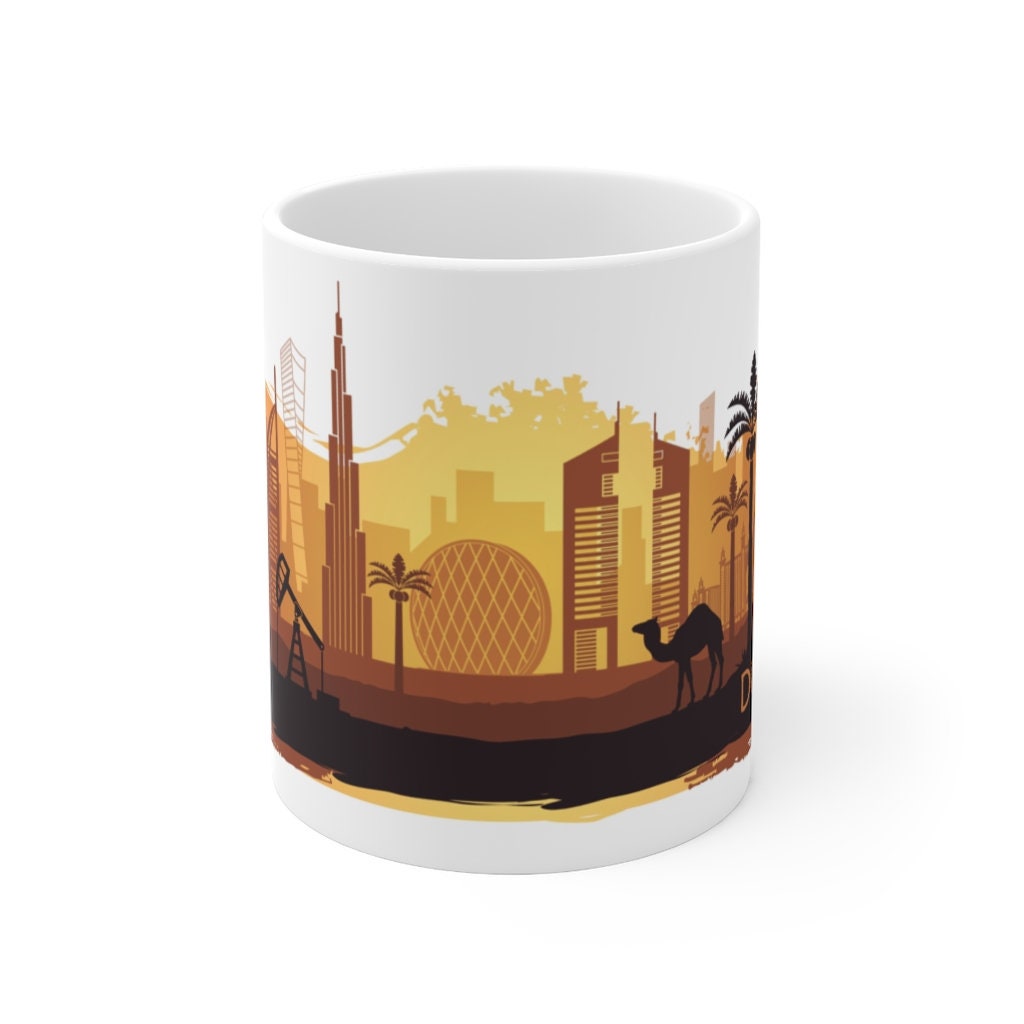 Dubai Coffee Mug 11oz City Skyline Landmarks UAE United Arab