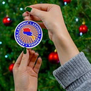Armenien Keramik Weihnachtsschmuck Vintage Stil Druck Armenische Flagge Karte Porzellan Geschenk Urlaub Dekoration Welterbe Reisen Themenorientiert
