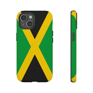 Jamaica Phone Case Jamaican Flag Inspired Design - Matte Finish, Green, Black - World Heritage Travel Collection - Fits Many Models