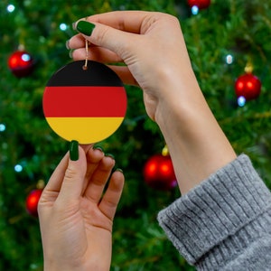 Germany Ceramic Ornament - Christmas Decor, Holiday Decorations German Flag Print, Berlin, Munich, Europe, World Travel, Gift, Souvenir