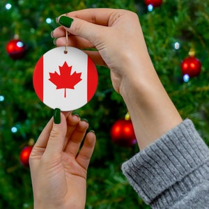 Canada Ceramic Ornament - Christmas Decor, Holiday Decorations, Canadian Flag Print, Maple Leaf, Red, White, World Travel, Gift, Souvenir