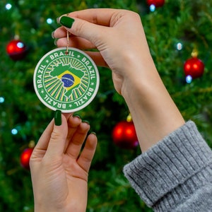 Brasilien Keramik Weihnachtsschmuck Vintage Stil Druck Brasilianische Flagge Karte Porzellan Geschenk Urlaub Dekoration Welterbe Reise Themen