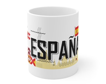 Spain Ceramic Coffee Mug: España Travel Souvenir, 11oz