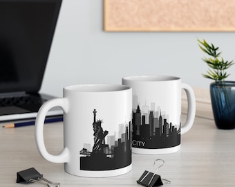 NYC Skyline Coffee Mug: New York City Travel Gift, Statue of Liberty