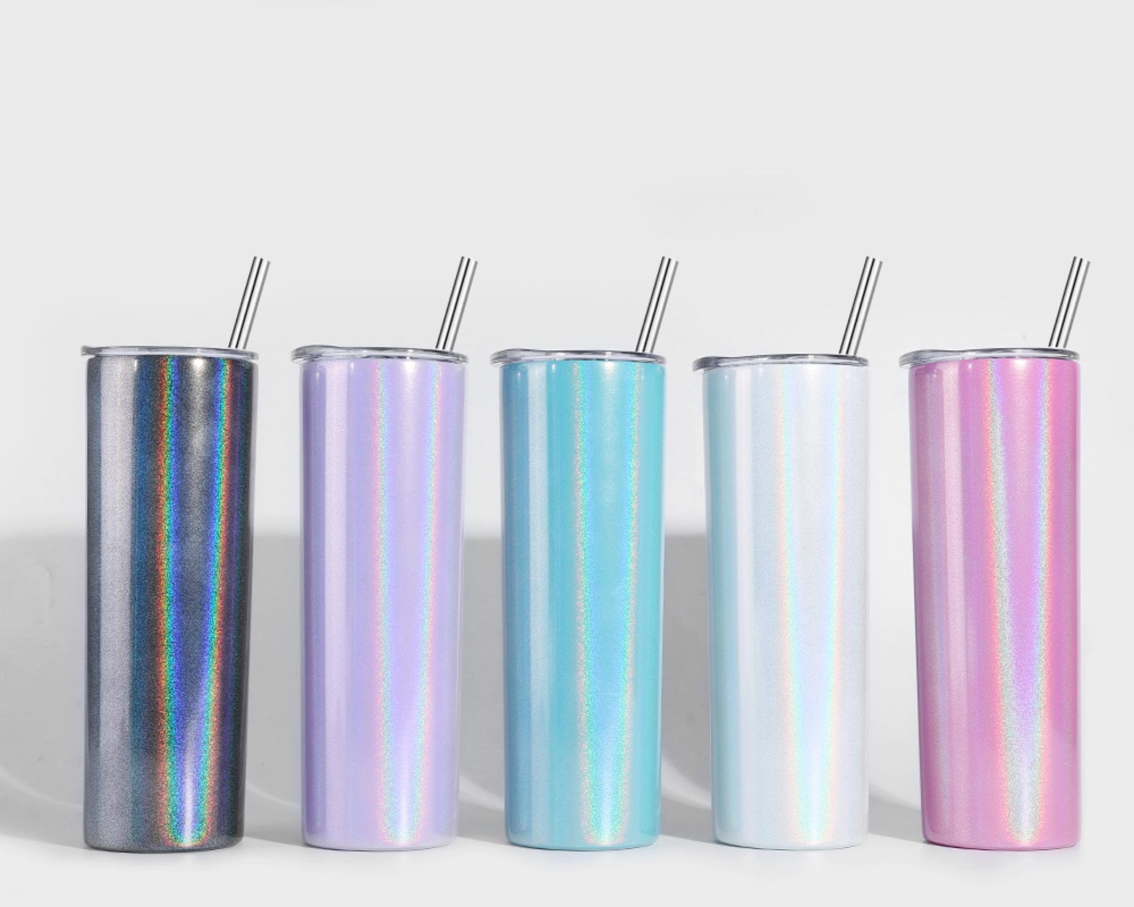 Shiny Glitter Tumbler With Lid And Straw, Stainless Steel Thermal