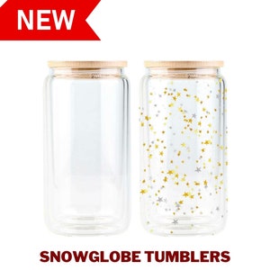 Snow Globe Tumbler Blank Cups with Straw & Clear Lid BPA FREE 16 oz or -  Resin Rockers