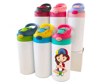 Water Tumblers for Kids, 12 oz Water Bottles, Blank Stainless Steel Straight Sublimation Tumblers, Kids Tumbler Water Bottle