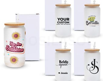 25pcs Custom Logo Tumblers, 16oz Frosted Clear Glass Cups with Lids and Straws, Personalized Business Logo Promo Gift, Business Owner Gifts