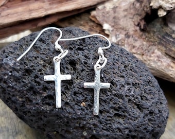 Silver Cross Earring