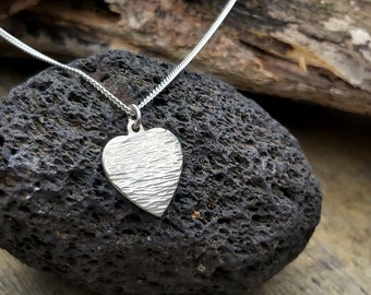 Silver Ripple Heart Necklace
