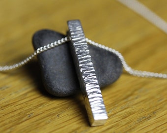 Sterling Silver Ripple Bar Necklace