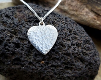 Silver Dimpled Heart Necklace