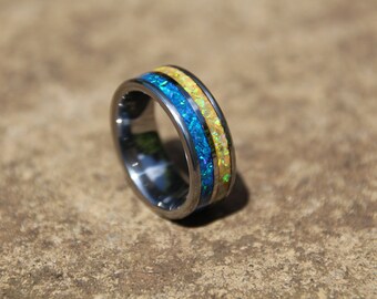 Ukraine Flag Opal Ring