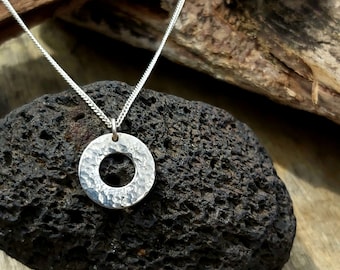 Silver Dimpled Circle of Life Necklace