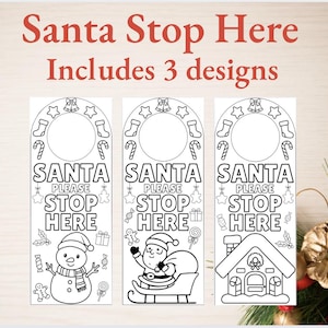 Kerstman stop hier deurhanger afdrukbaar | Kerstdeurbordje | Stopbord kerstman | Kerstactiviteit voor kinderen | Pdf direct downloaden