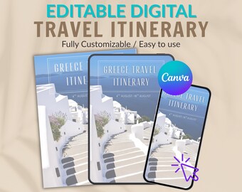 Editable Travel Itinerary Template: Mobile Travel Planner (Canva, PDF)