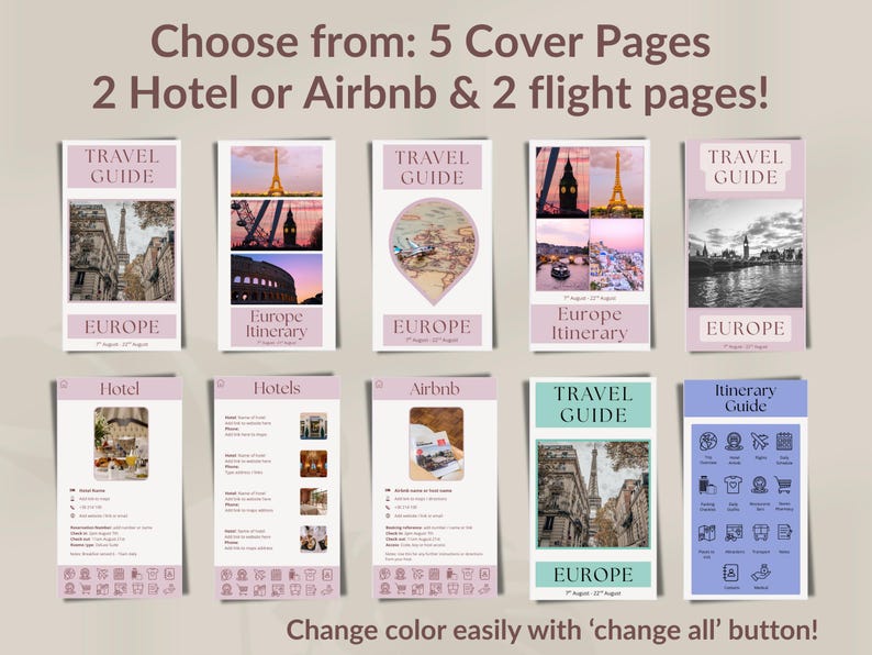 Editable Travel Itinerary Template | Europe Travel Guide | Mobile ...