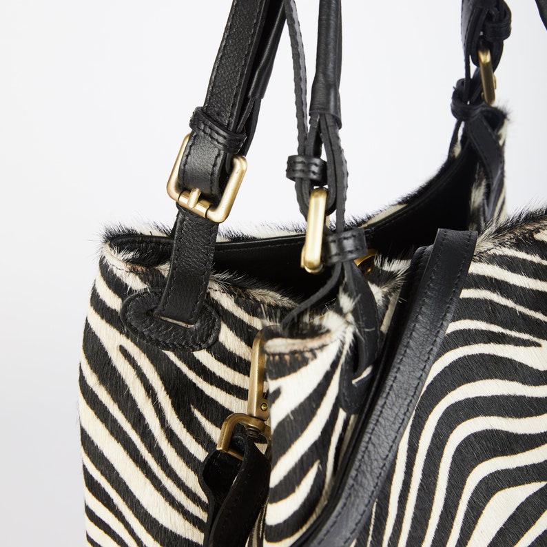 fluffy zebra tote bag