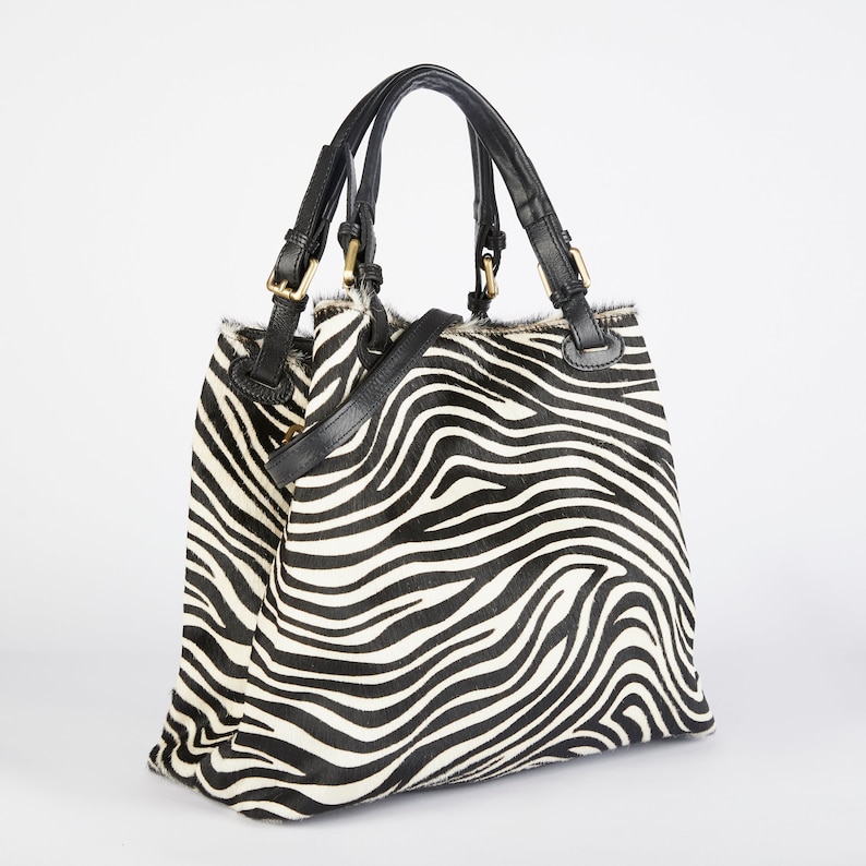 Zebra Print Tote Bag / Zebra Leather Bag / Zebra Crossbody Bag | Etsy UK