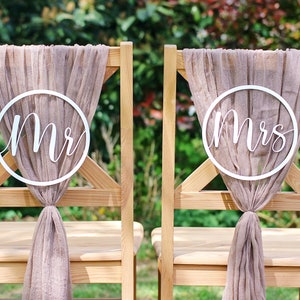 Chair sign set for wedding Mr & Mrs - wedding signs chair sign wedding decoration - 20 cm 3D print in white - wedding ceremony