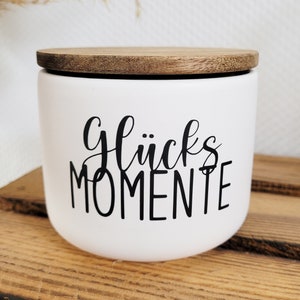 Sticker &quot;Glücksmomente&quot; für Glas und Deko - in schwarz und weiß erhältlich - selbstklebender Glassticker Aukleber