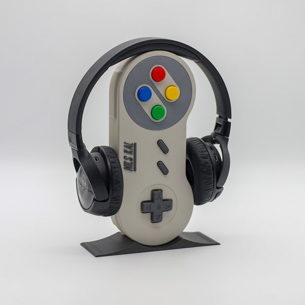 Headphone Stand - SNES Controller Style - mit optionalem Namenaufdruck - personalisiertes Geschenk - Retro Gamer Gaming